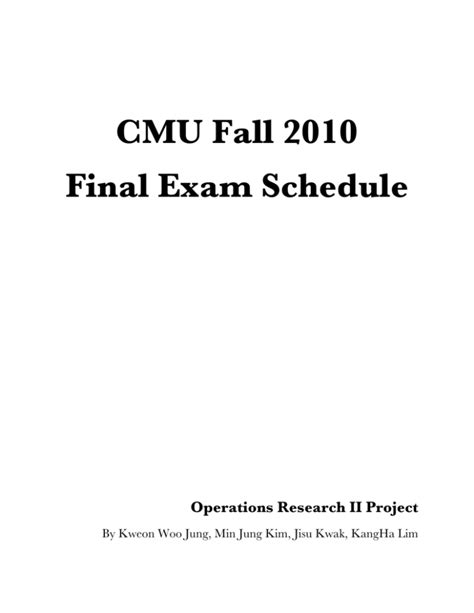 Conflict exams are only scheduled for students who have two. . Final exam schedule cmu